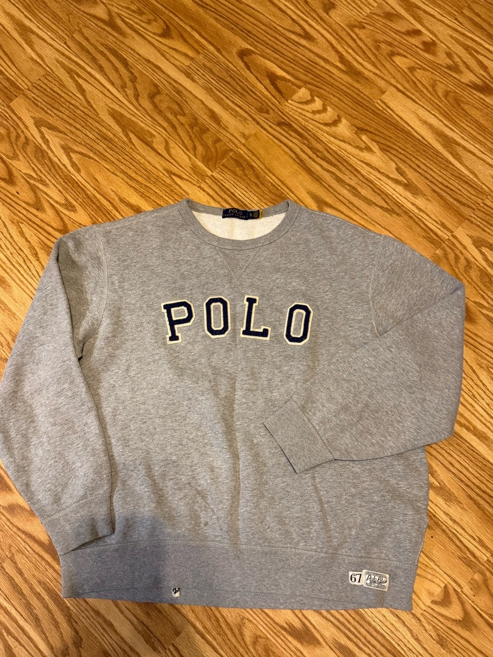 Polo by Ralph Lauren Gray Crewneck Sweatshirt with Navy Trimmed POLO spell out